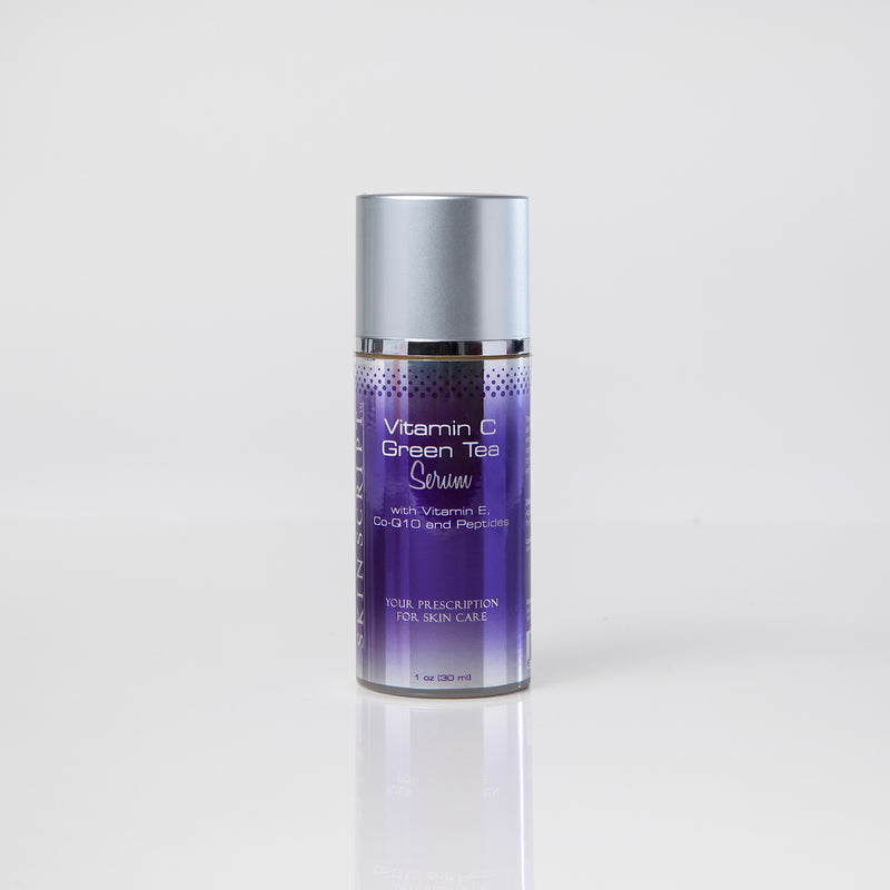 The Vitamin C Green Tea Serum restores and revitalizes the skin with antioxidants and peptides. 1 ounce 